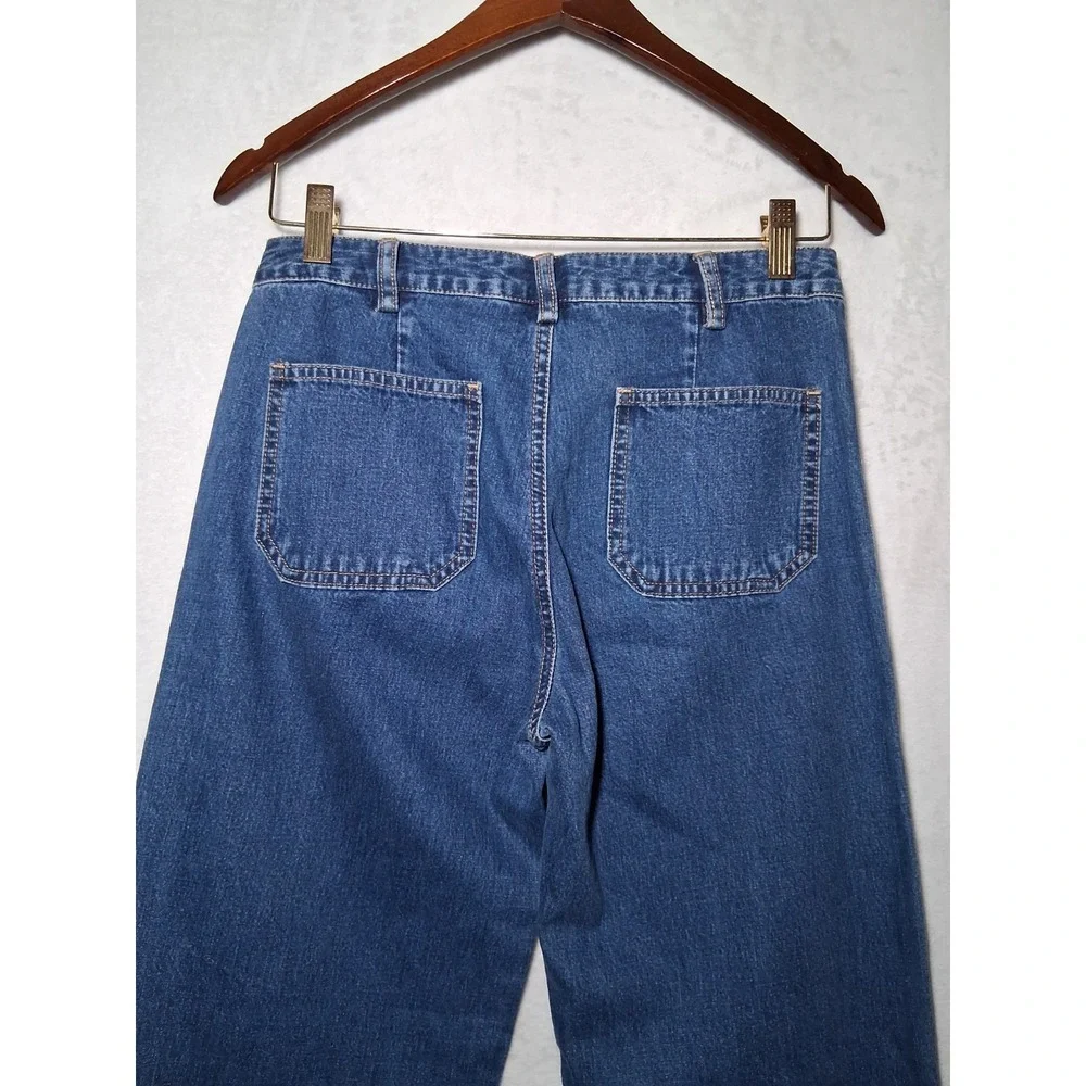 GAP Loose Mid Rise Relaxed Wide Straight Leg Sz 16 Denim Jeans Patch Pockets Y2K
